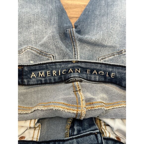 American Eagle AE Athletic Skinny Denim Jeans SZ 29x30 Blue Stretch Distressed - Picture 10 of 12